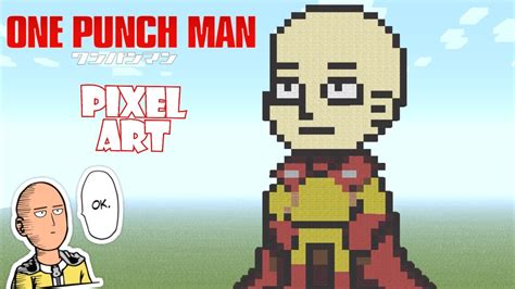 Minecraft Pixel Art Saitama One Punch Man Tutorial Youtube