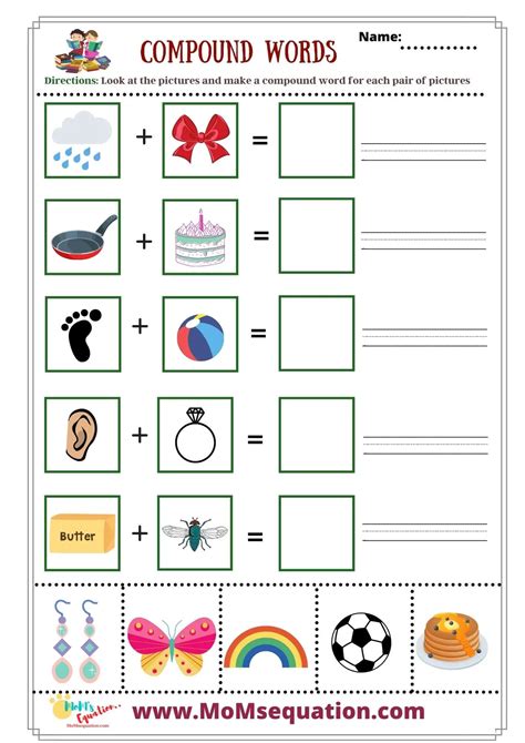 Compound Words Worksheets For Kindergarten With Pictures Learn And Trace