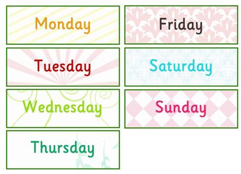 Days Of The Week Labels Classroom Labels Kids Calendar Weather