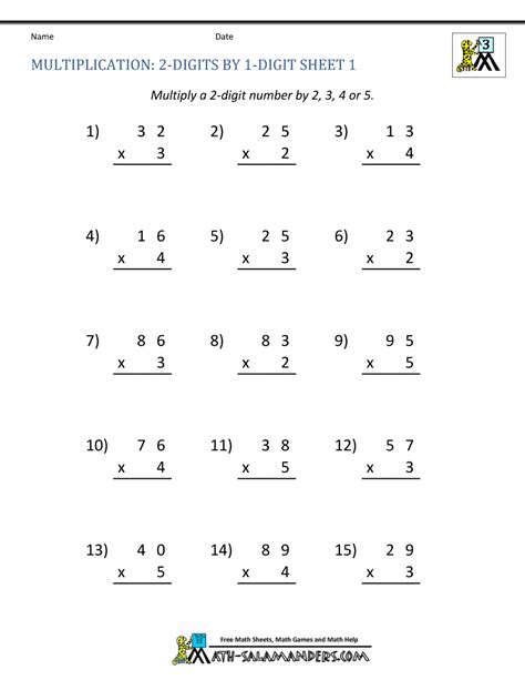 Math Worksheet For Class 3 Multiplication