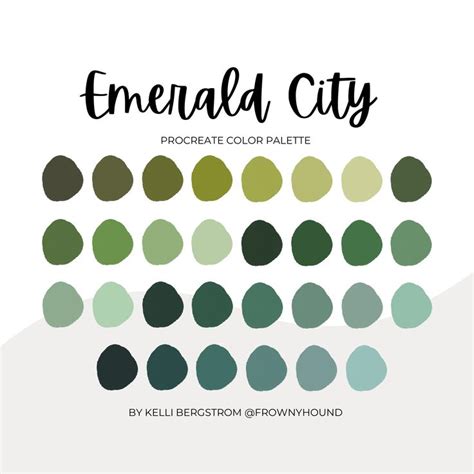 Emerald City Color Palette Green Color Palette Procreate Etsy In 2021
