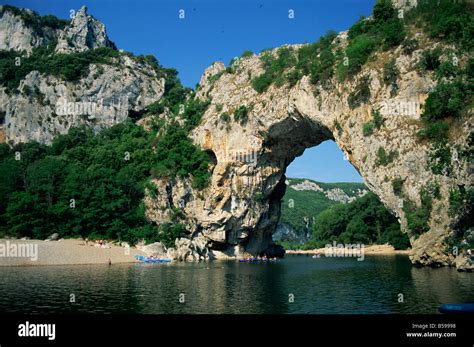 The Pont D Apos Arc A Natural Rock Arch Over The Ardeche River In The