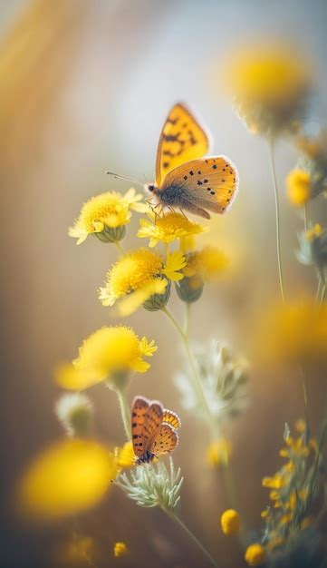 Premium Photo Two Butterflies On A Yellow Flower