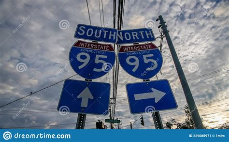 Interstate Road Signs With Directional Arrows Royalty Free Stock Image