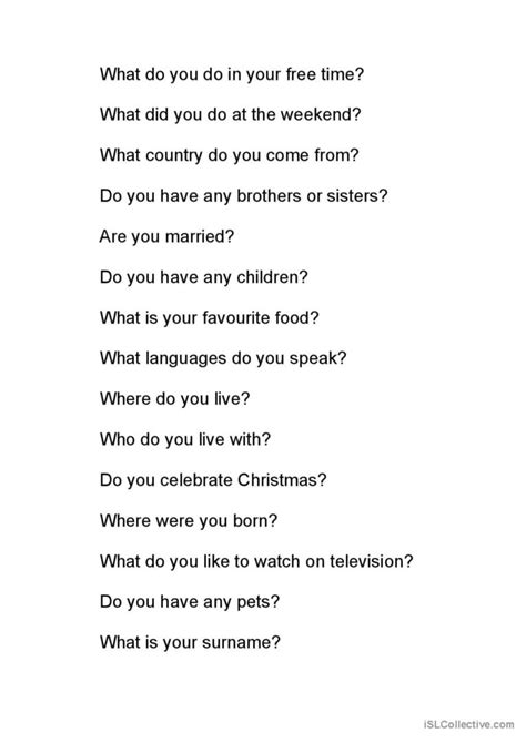 Conversation Questions English Esl Worksheets Pdf And Doc