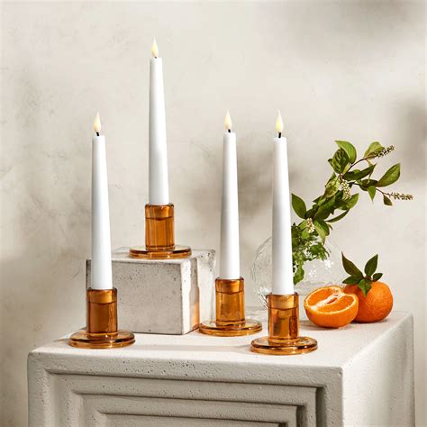 Infinity Wick White 7 Taper Candles Set Of 4 Decor Flameless
