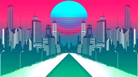 2048x1152 City Retrowave Synthwave Art 2048x1152 Resolution Wallpaper