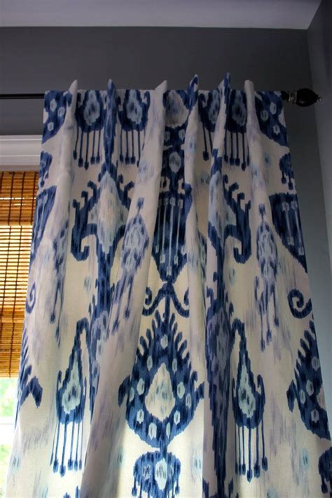 Blue And White Ikat Curtain Panel Custom Order For Five Etsy