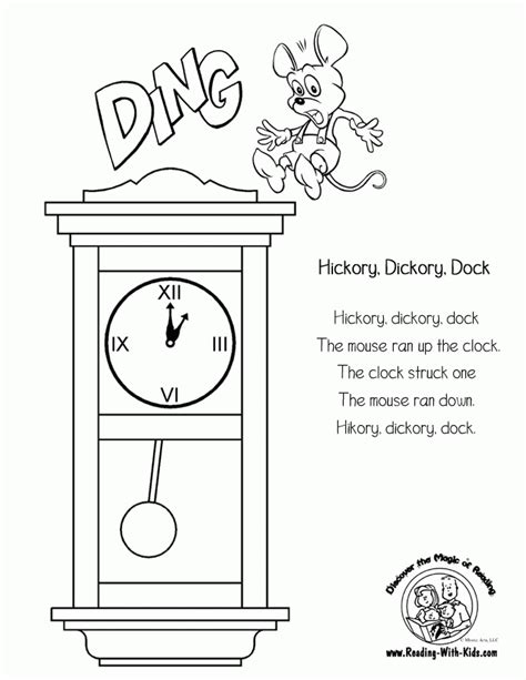 Hickory Dickory Dock The Clock Stroke One Coloring Home