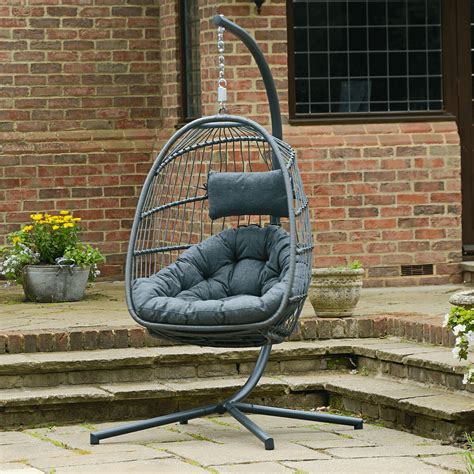Great both indoors and out. Holly Single Folding Hanging Egg Chair Cocoon in Grey - £ ...