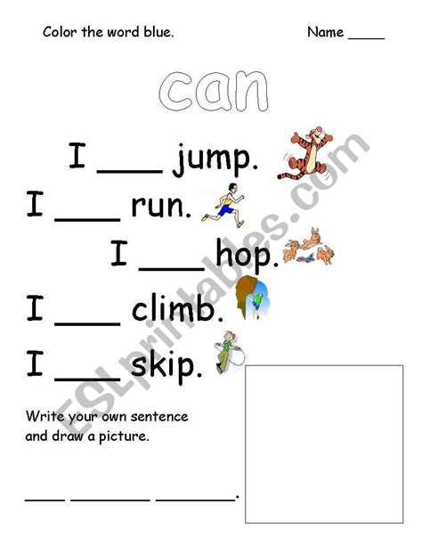 Can Sight Word Practice Esl Worksheet By Rebplatero