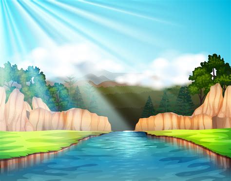 Background Scene With River And Forest 294108 Vector Art At Vecteezy