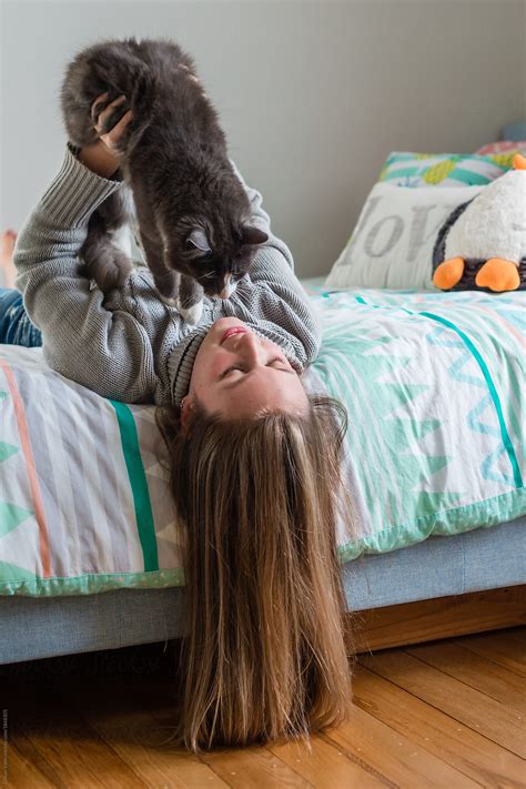 Teen Girl In Bedroom With Her Cat By Stocksy Contributor Gillian Vann Stocksy