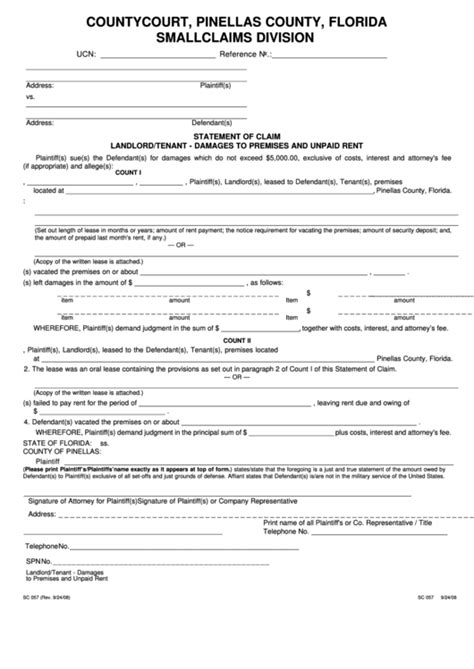 Fillable Small Claims Forms In Florida Printable Forms Free Online