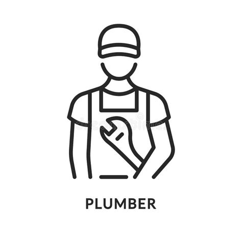 Plumber Line Icon Concept Plumber Flat Vector Symbol Sign Outline