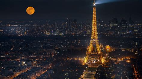 1920x1080 Eiffel Tower Cityscape In Moon Night 1080p Laptop Full Hd
