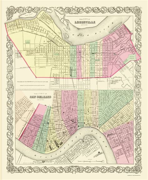 Historic City Maps Louisville Kentucky And New Orleans Louisiana Kyla