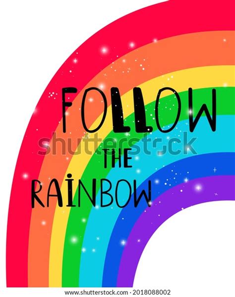 Follow Rainbow Poster Hand Drawn Color Stock Vector Royalty Free