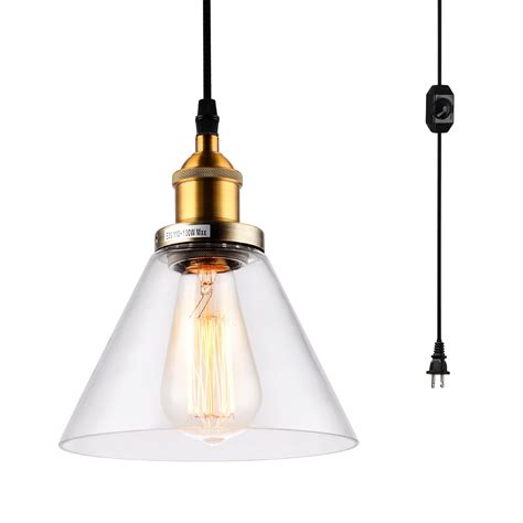 Glass Hanging Lights Plug In Cord Pendant Lamps For