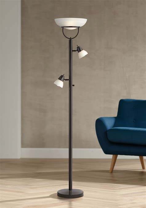 360 Lighting Modern Torchiere Floor Lamp 3 In 1 Design 70 Tall Tiger Bronze White Glass Shades