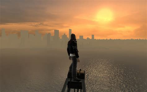 Black Jacket Video Games Screen Shot Cityscape Lake Hd Wallpaper