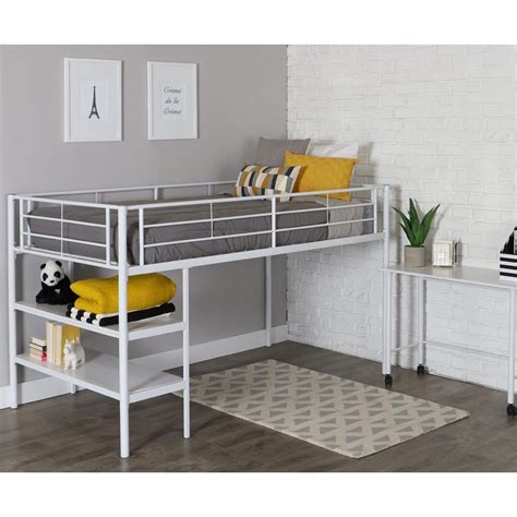 It has upright posts and 2. Taylor & Olive Abner White Twin Loft Bed with Desk | Low ...