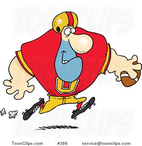 Cartoon Football Player Running With The Ball 386 By Ron Leishman