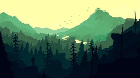 Wallpaper Landscape Illustration Video Games Firewatch Terrain