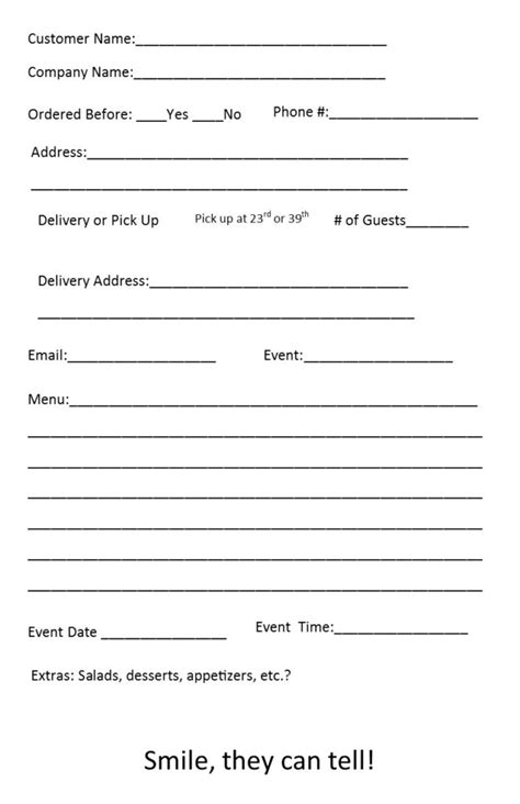 Catering Order Form Template 4 Independent Restaurant Consultants