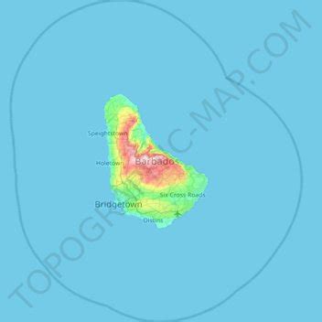 Mapa Topogr Fico Barbados Altitude Relevo
