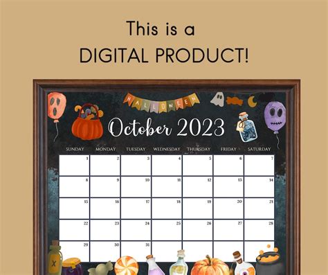 Editable October 2023 Calendar Spooky Halloween Planner 2023 Etsy