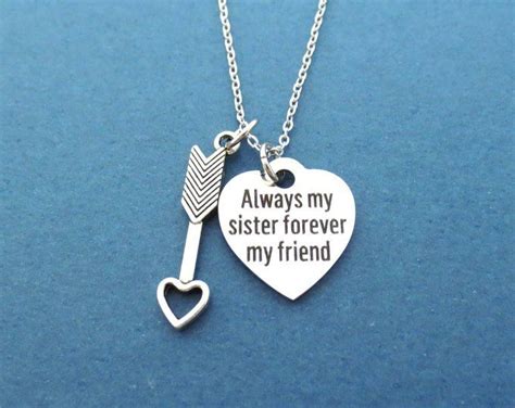 Always My Sister Forever My Friend Heart Silver Necklace Sister