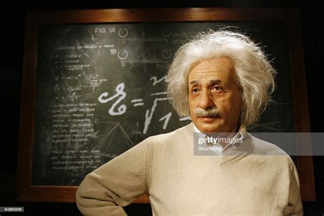A Wax Figure Of Albert Einstein German Born Physicist Stands On