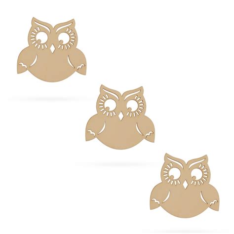3 Owls Unfinished Wooden Shapes Craft Cutouts Diy Unpainted 3d Plaques