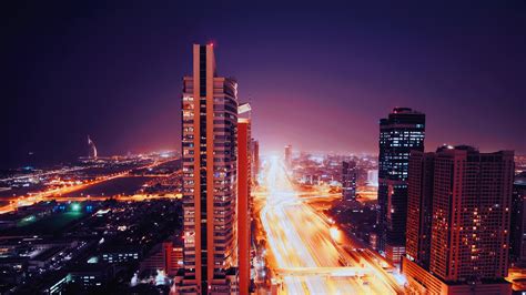 Wallpaper Night City Architecture City Lights Dubai United Arab