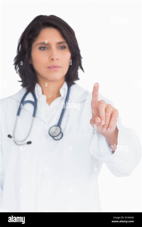 Doctor Pointing The Finger In The Air Stock Photo Alamy