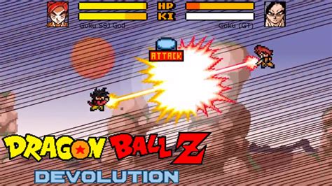 Five years later, in 2004, dragon ball z devolution (formerly known as dragon ball z tribute) was moved to flash/action script and gained great popularity after publication one of the first playable versions in newgrounds. Dragon Ball Z Devolution: Super Saiyan God Goku vs Super Saiyan 4 Goku! - YouTube