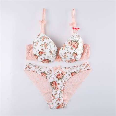 Hot Sale Sexy Women Lace Lingerieyoung Girl Printing Bra Brief Sets