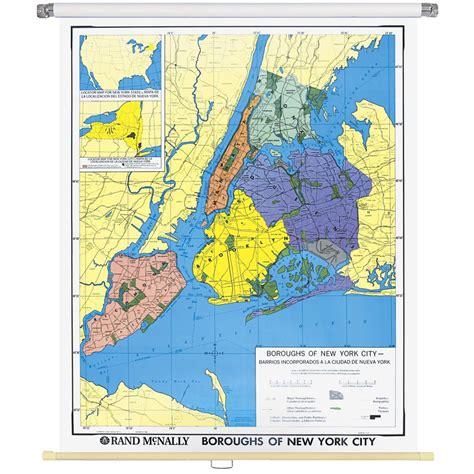 New York City Boroughs Wall Map Rand Mcnally Store
