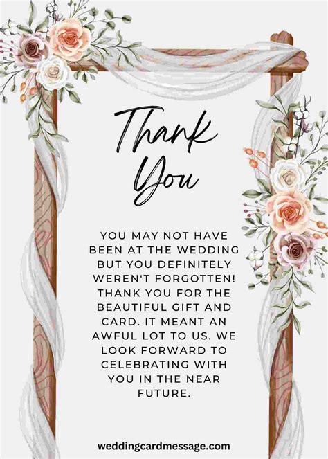 wedding thank you wording for guests who didn t attend wedding card message