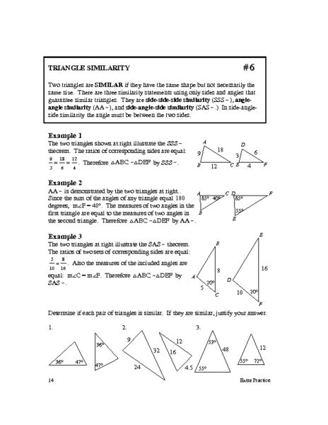 Triangle Similarity Worksheet For 10th Grade Lesson Planet