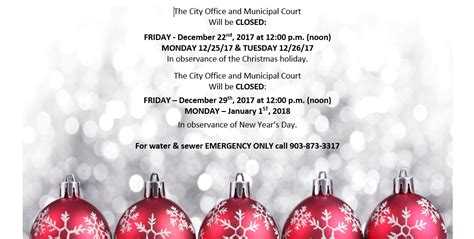 Christmas Holiday Closure Notice Wills Point Tx