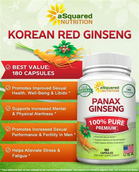 Pure Red Korean Panax Ginseng 1000mg Max Strength 180 Capsules Root