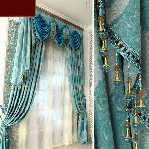 Dihin home pastoral blue and pink embroidered curtain luxury valance ,blackout curtains grommet window curtain for living room. Luxury Living room curtains and drapes in Baby Blue Color ...
