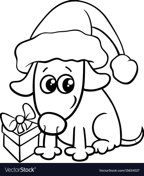 Cute Dog On Christmas Coloring Book Royalty Free Vector