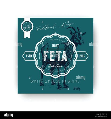 Premium Local Feta cheese Food Label Template. Abstract Vector