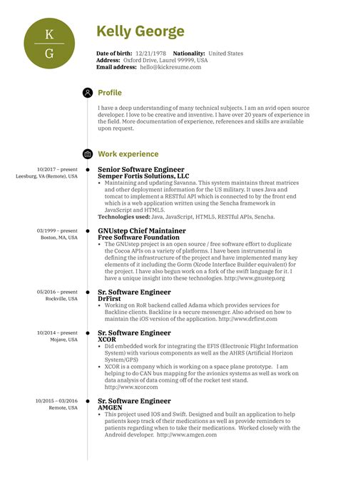 Resume Examples by Real People: Senior software engineer ...