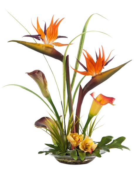 Tropical Bird Of Paradise And Calla Lily Silk Flower