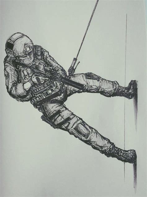 Drawtober 7 By Thomchen114 Soldier Drawing Military Drawings