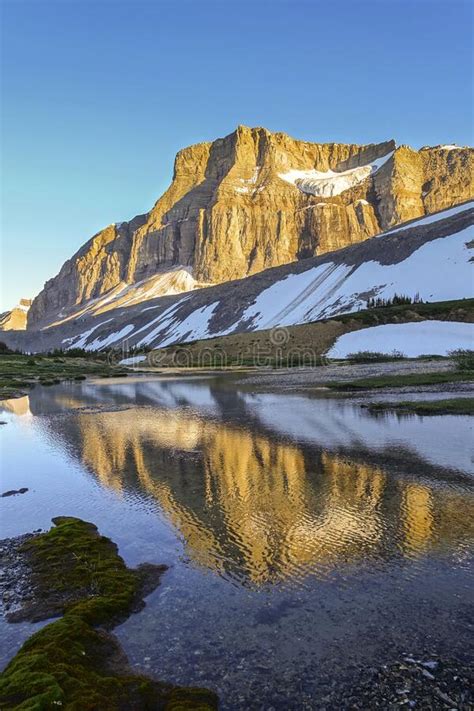 Scenic Mountain Landscape Autumn Snow Blue Lake Larch Tree Colors Banff